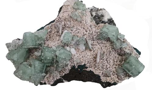 *TOP* Ex collectie: groene APOPHYLLIET kristallen + STILBIET, Verzamelen, Mineralen en Fossielen, Mineraal, Ophalen of Verzenden