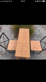 Teak bistro set rattan afwerking 2p, Tuin en Terras, Rotan, Zo goed als nieuw, Tuinset, Eettafel