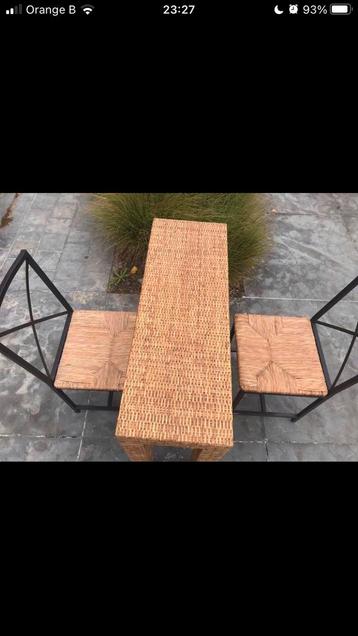 Teak bistro set rattan afwerking 2p beschikbaar voor biedingen