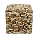 Vintage Vierkante Poef Geitenleer Patchwork Mozaïek Patroon, Huis en Inrichting, Zetels | Voetbanken en poefs, Minder dan 50 cm