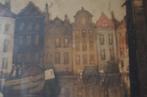 Grote kleurenets Grachtenpanden Brugge Julien v. Santen, Antiek en Kunst, Kunst | Etsen en Gravures, Ophalen