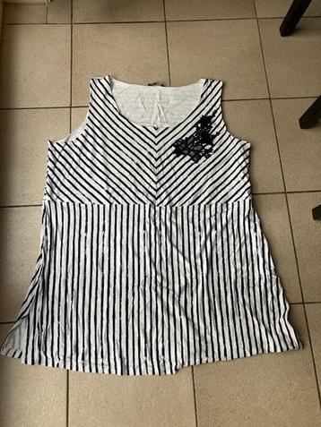 Leuke wit gestreepte korte jurk / lange top - maat 54, Kleding | Dames, Ophalen of Verzenden, Wit, Jurk