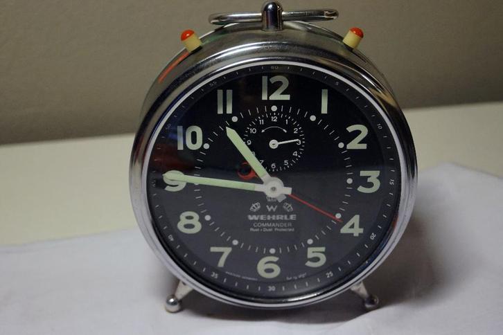 WEHRLE Commander alarmklok - 1970's, Elektronische apparatuur, Wekkers, Zo goed als nieuw, Analoog, Ophalen of Verzenden