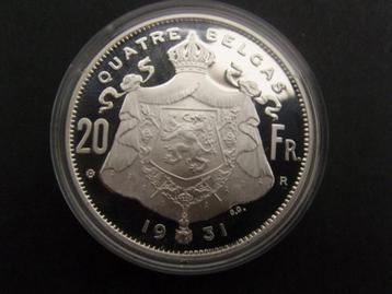 Belgique : 4 belga 1931 FR en argent (ÉPREUVE) + MEDAILLE BA, Monnaie en vrac, Argent, Argent, Envoi