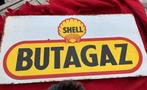 Panneau d'affichage en émail Shell Butagaz, Collections, Utilisé, Enlèvement ou Envoi, Panneau publicitaire