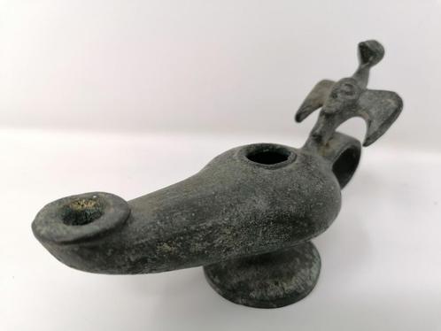 134- Zeer oude bronzen lamp, afm: +/- 12 cm x 4,2 cm x 7,5 c, Antiek en Kunst, Antiek | Brons en Koper, Ophalen of Verzenden