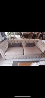chesterfield zetel, beige, Huis en Inrichting, Ophalen, Gebruikt