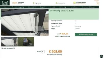 Gumax zonwering doekset 3m - wit (5 stuks) beschikbaar voor biedingen