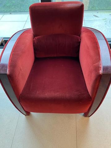Fauteuil vintage tissu rouge 75x75