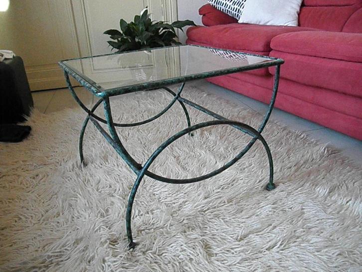 Belle table basse salon - fer peint verre biseauté, Huis en Inrichting, Tafels | Salontafels, Gebruikt, Minder dan 50 cm, 50 tot 100 cm