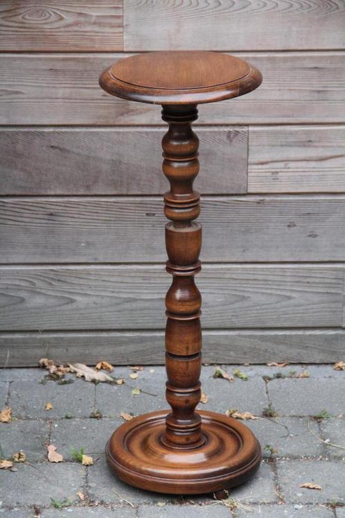 Gedraaide houten plantenstandaard, tablet, display, Huis en Inrichting, Woonaccessoires | Zuilen en Pilaren, Gebruikt, Ophalen