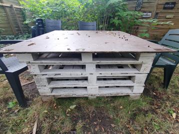 2 tables de jardin en palettes, Enlèvement, Utilisé, Carré, Bois