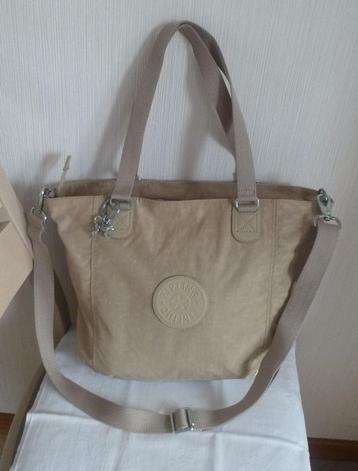 Kipling large „Shopper” beige en goud Nieuw + metalen aap beschikbaar voor biedingen