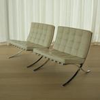 Barcelona chairs off white leder (2 stuks) Original by Knoll, Huis en Inrichting, Fauteuils, Ophalen, Gebruikt