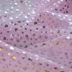 Promo! 5432) 150x100cm Organza hartje zilver glitter roze, 120 cm of meer, Nieuw, Ophalen of Verzenden, Roze