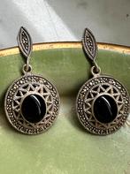 Oorbellen in marcasiet en onyx zilver, Zo goed als nieuw, Zilver, Zilver