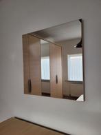 Vierkante spiegel op licht eiken dikke plaat, 80cm x 80cm, Huis en Inrichting, Ophalen, Vierkant, Zo goed als nieuw, 75 tot 100 cm