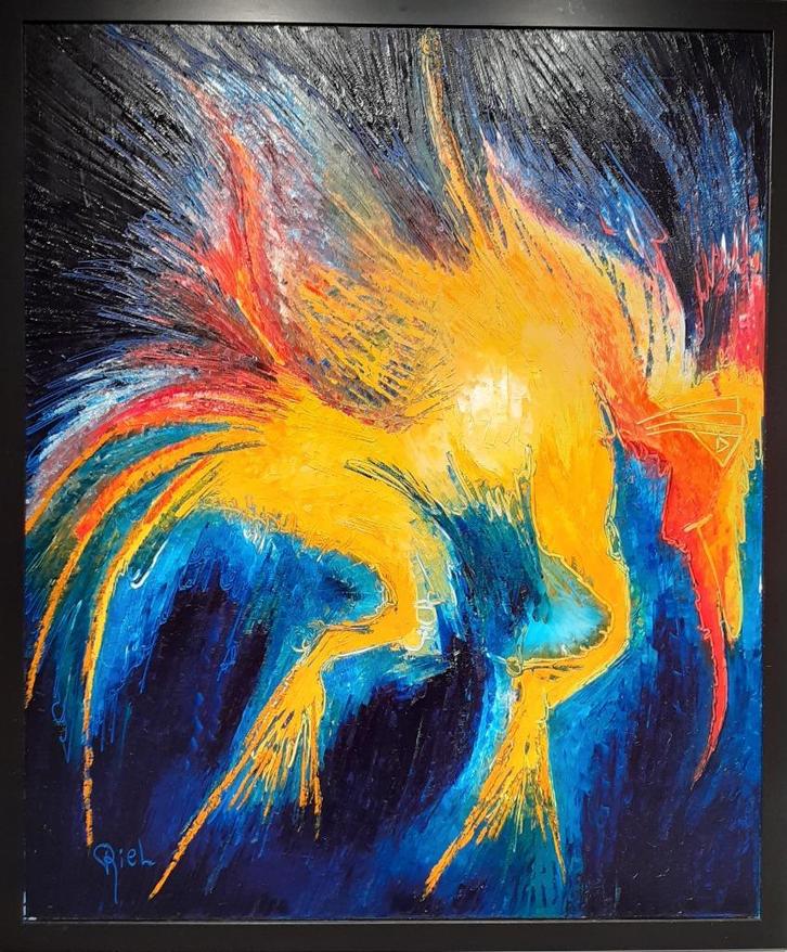 "Vrijheidsdans" - Piet van Riel, Antiek en Kunst, Kunst | Schilderijen | Modern, Ophalen