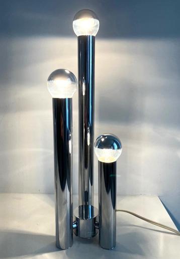 Massive ’70 - Vintage Buisvormige lamp in verchroomd metaal