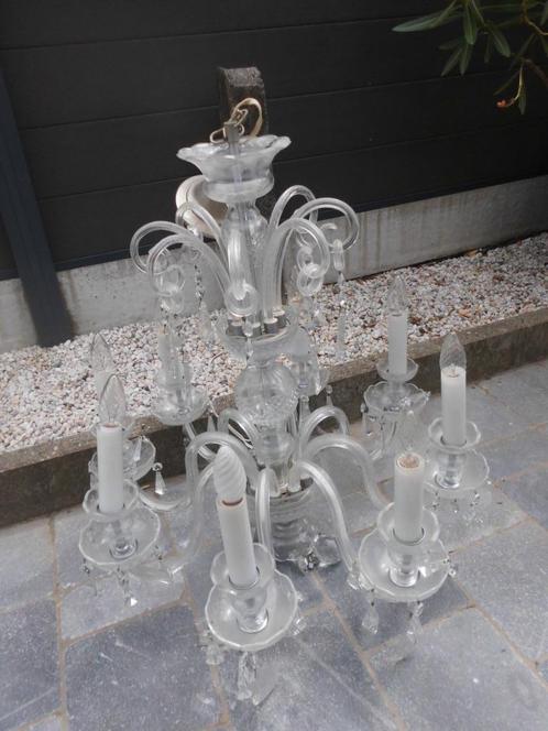 oude grote kristallen kroonluchter - echte bohemien met kwas, Antiek en Kunst, Antiek | Glaswerk en Kristal, Ophalen of Verzenden
