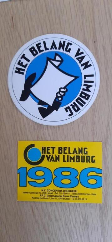 2 stickers  Belang van Limburg = 1986 + ? / beschikbaar voor biedingen