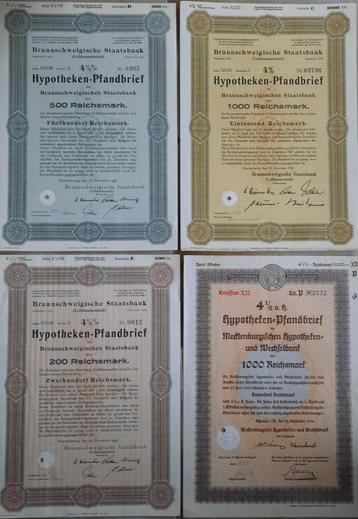 4 Verschillende Hypotheken-Pfandbriefe - 1936-1941 beschikbaar voor biedingen
