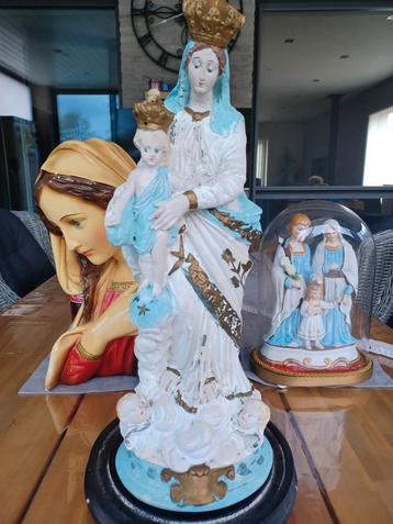 Maria beeld met kind onder stolp,zie informatie, 