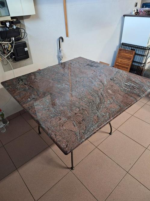 Eettafel keukentafel graniet 115x115 met 4 stoelen, Huis en Inrichting, Tafels | Eettafels, Zo goed als nieuw, Ophalen