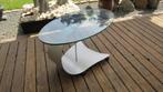 Rare table de salon/d'appoint « Rolf Benz » en verre et méta, Métal, 50 à 100 cm, Ovale, Design