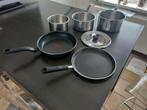 Set 3 casseroles et 2 poêles, Huis en Inrichting, Keuken | Potten en Pannen, Overige materialen, Pannenset, Gebruikt, Keramische plaat