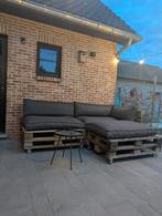 Palletkussens + paletten bank + poef, Tuin en Terras, Ophalen, Gebruikt, Bank