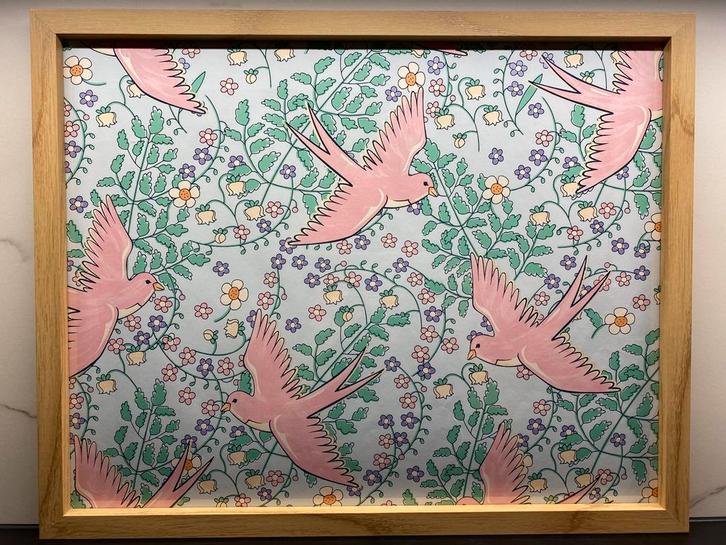 Roze Vogels 50x40 (nieuw), Huis en Inrichting, Woonaccessoires | Lijsten, Nieuw, Hout, Ophalen of Verzenden