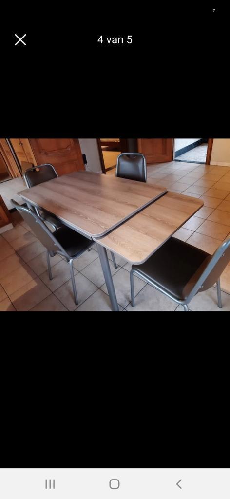 Verlengbare tafel + 4 stoelen, perfecte staat, Maison & Meubles, Tables | Tables à manger, Enlèvement