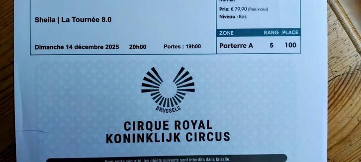 SHEILA-concert in het Cirque Royal op 14 decembe 2025 in Bxl, Tickets en Kaartjes, Concerten | Rock en Metal, Eén persoon, December