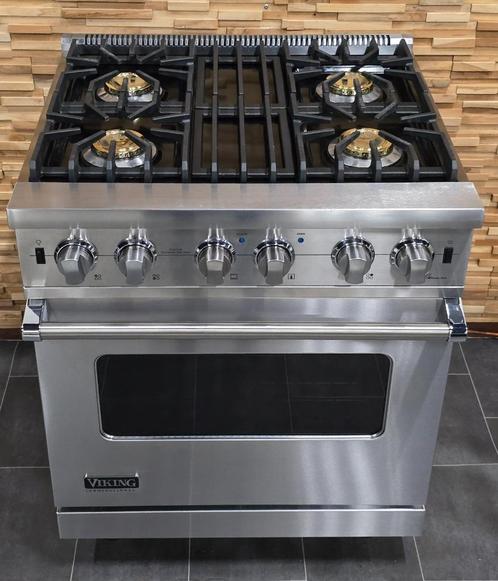 🔥 Cuisinière Viking de luxe 76 cm en acier inoxydable 4 brû, Electroménager, Cuisinières, Comme neuf, Autoportant, 4 zones de cuisson