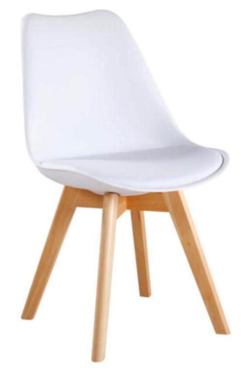 Chaises scandinaves neuves - blanc et bois, Huis en Inrichting, Stoelen, Nieuw, Vier, Hout, Kunststof, Wit, Ophalen of Verzenden