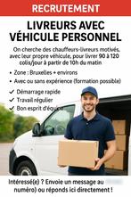 RECRUTEMENT CHAUFFEURS LIVREURS AVEC VÉHICULE PERSONNEL