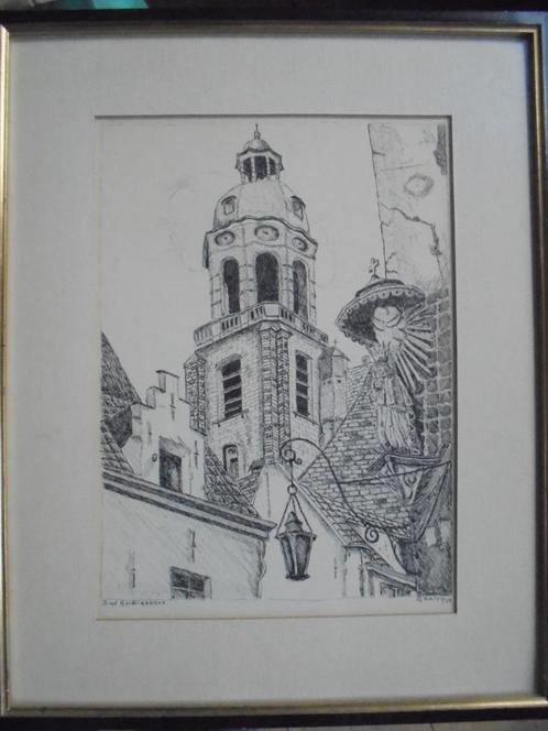 Toren  St Andries  Antwerpen Inkttekening, Antiek en Kunst, Kunst | Tekeningen en Fotografie, Verzenden
