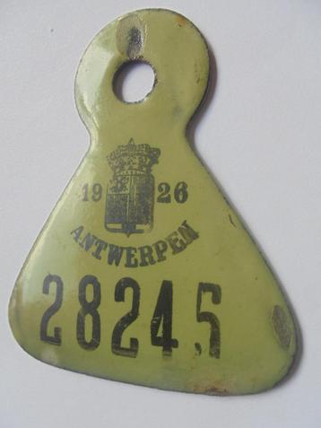 belle plaque fiscale 1926 Antwerpen plaque de vélo emaillee, Enlèvement ou Envoi
