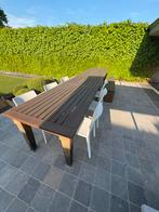 Tuintafel eik (lang) 4,65 m x 0,90 m x 0,80 m, Tuin en Terras, Tuintafels, Ophalen, Gebruikt, Rechthoekig, Hout