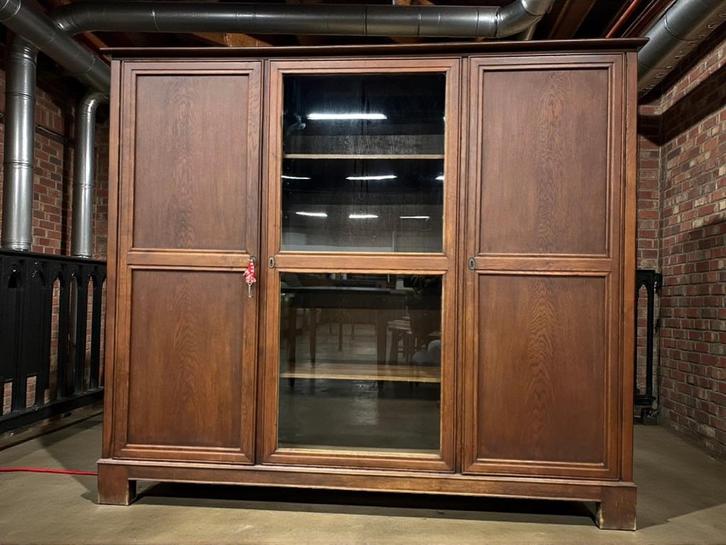 vintage XL houten vitrinekast / wandkast / meubel, Antiek en Kunst, Curiosa en Brocante, Ophalen of Verzenden