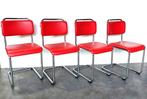 4x Gispen 101 | rood leer | glans chroom | zgan, Ophalen of Verzenden, Zo goed als nieuw, Metaal, Vier