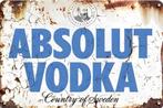 Reclamebord vintage Absolut Vodka - mancave poolhouse nieuw, Ophalen of Verzenden, Nieuw, Reclamebord