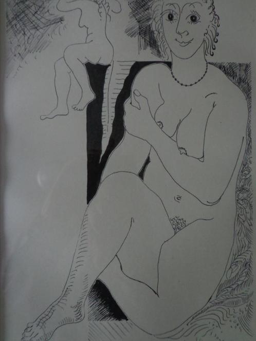 litho Paul De Cocker vrolijke zittende naakte vrouw 1973, Antiek en Kunst, Kunst | Litho's en Zeefdrukken, Ophalen of Verzenden