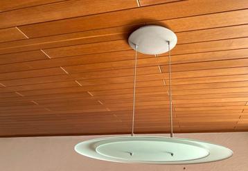 DESIGN hanglamp, in mat glas, schijfvormig, Enlèvement ou Envoi, Design  hanglamp, Comme neuf, Métal