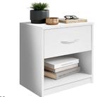 Table de nuit blanche – 1 tiroir + niche – Bon état, Ophalen, Gebruikt, Minder dan 45 cm, Minder dan 55 cm