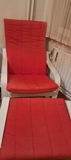 Poäng fauteuil en voetenbank wit met rood, Ophalen