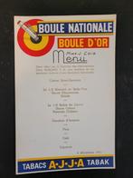 reclamemenu Boule Nationale Boule d'Or A.J.J.A 1951, Verzamelen, Ophalen of Verzenden, Zo goed als nieuw, Reclamebord