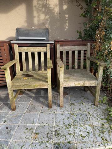 2 tuinstoelen teak beschikbaar voor biedingen