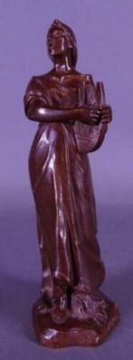 bronze femme a la lyr signe emile jespers, Ophalen of Verzenden, Brons